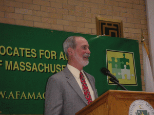 Michael Forbes Wilcox, speaking in the Massachusetts State House